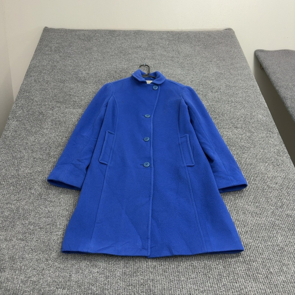 LL Bean Wool Coat Womens 6 Blue Wool Insulated Bellandi Italian Fabric Classic